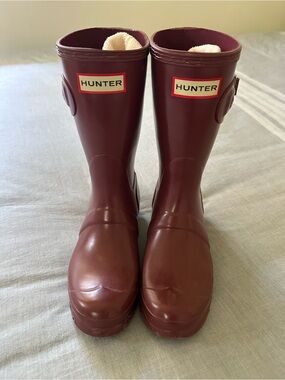 Hunter Burgundy Waterproof Mid-Calf Rain Boots